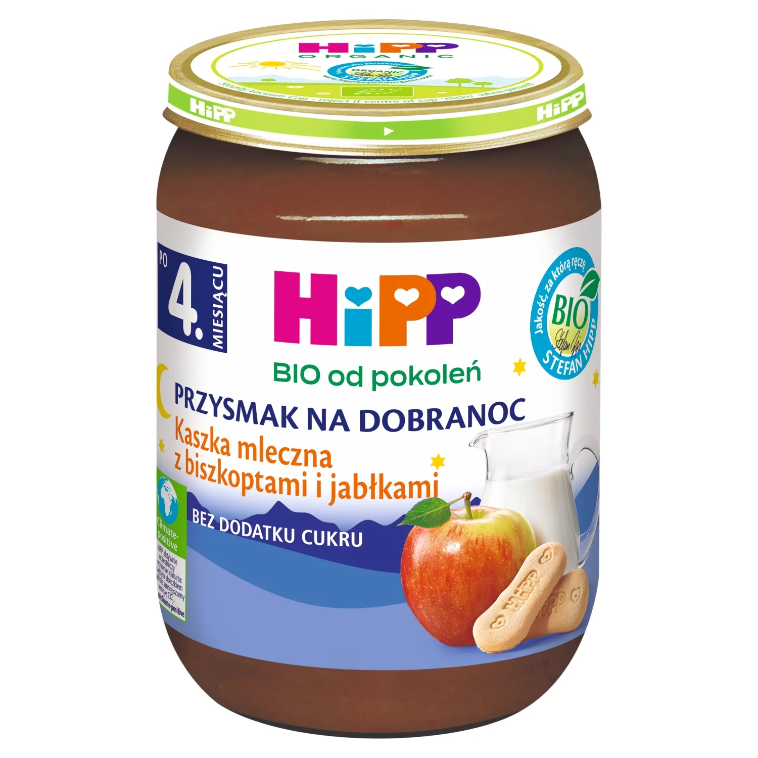HiPP BIO od pokoleń Kaszka mleczna z biszkoptami i jabłkami po 4. miesiącu, 190 g