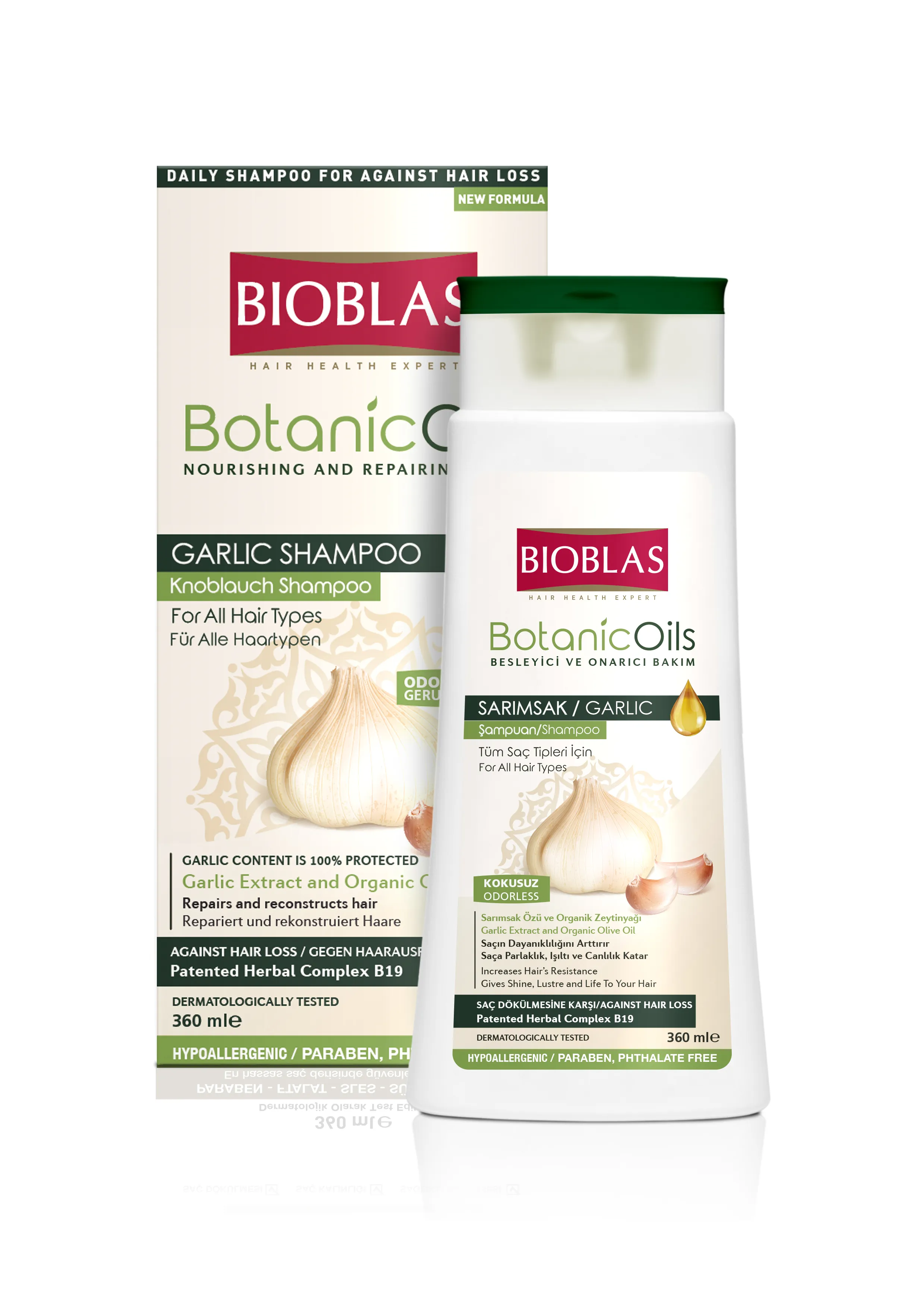 BIOBLAS Botanic Oils ziołowy szampon czosnkowy przeciw wypadaniu włosów, 360 ml