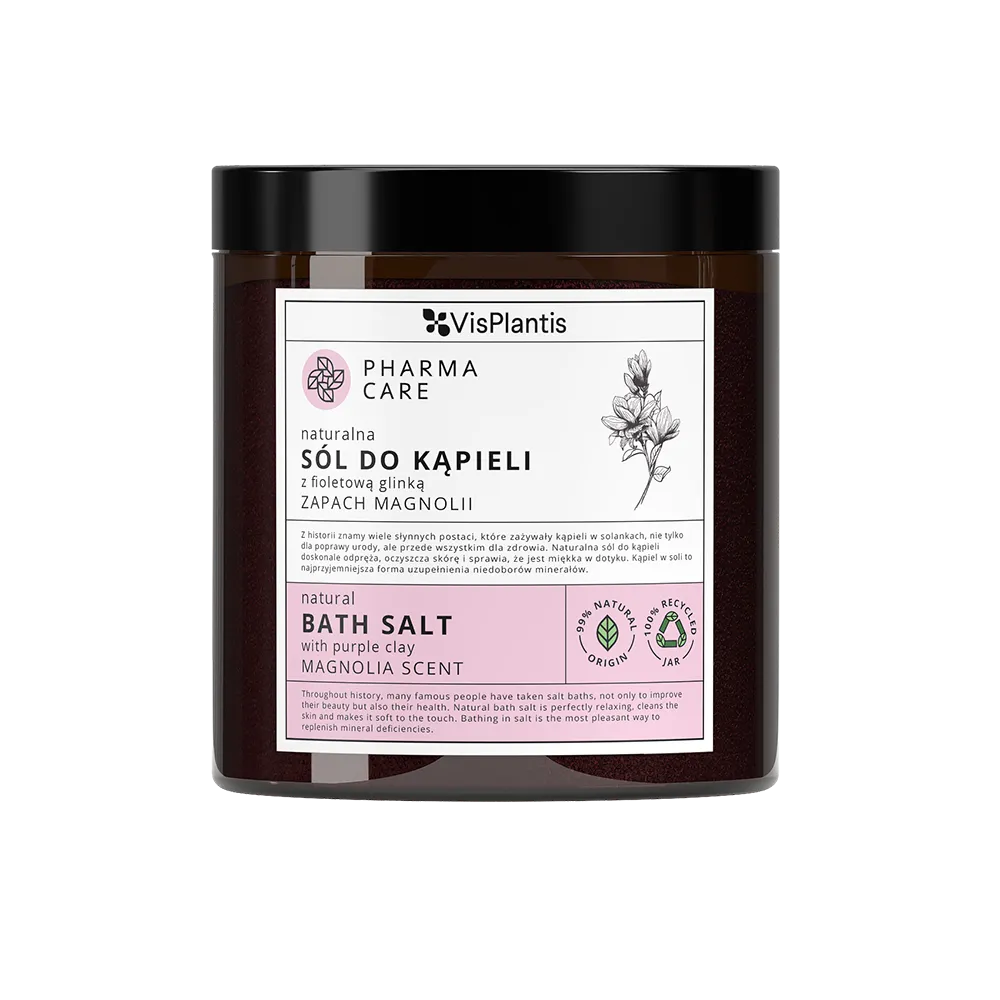VisPlantis Pharma Care naturalna sól do kąpieli z fioletową glinką Magnolia, 800 g