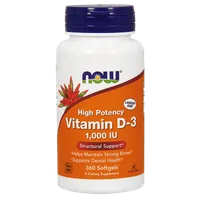 Now Foods Vitamin D3 1000 IU, suplement diety,  360 kapsułek
