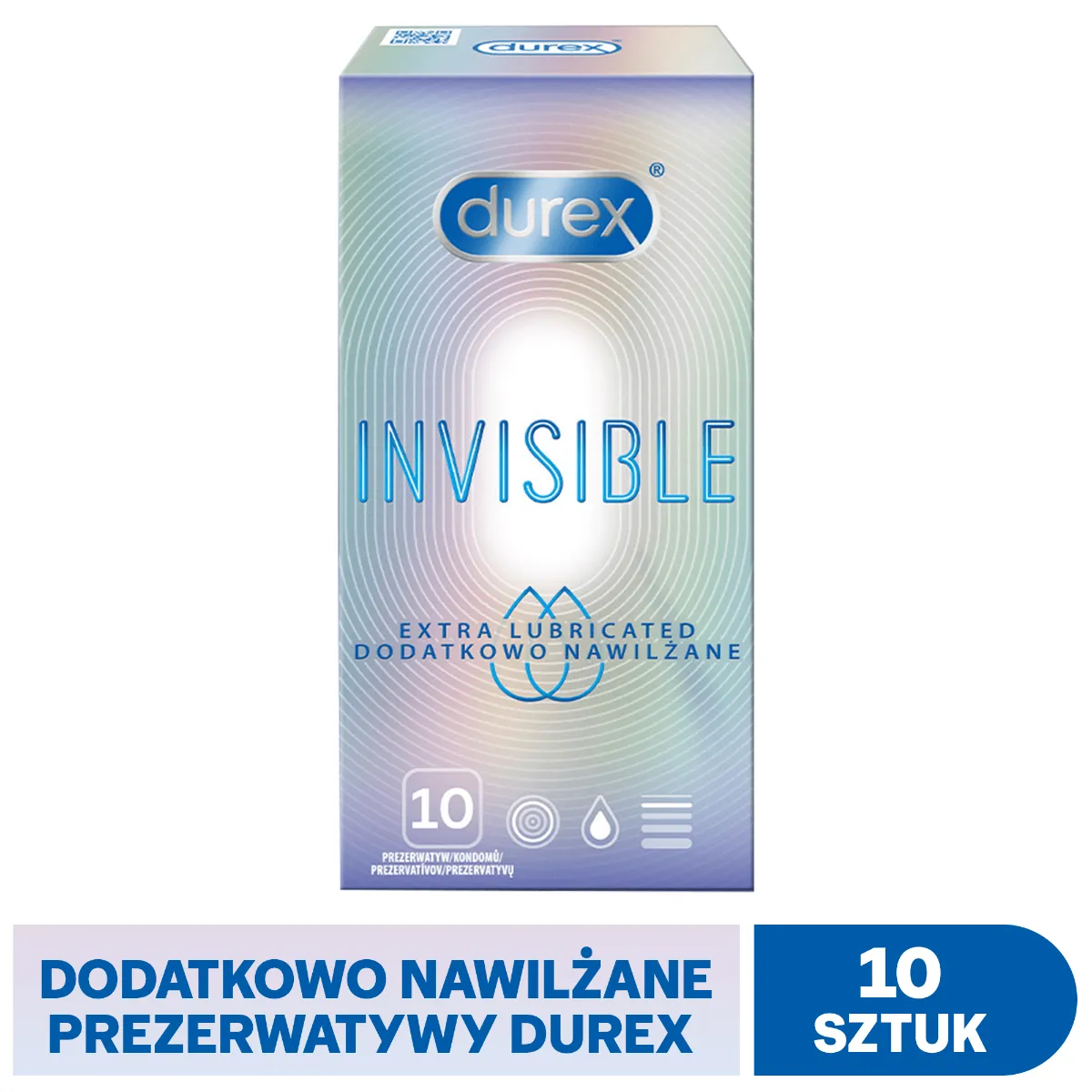 Durex Invisible, prezerwatywy extra nawilżane, 10 sztuk