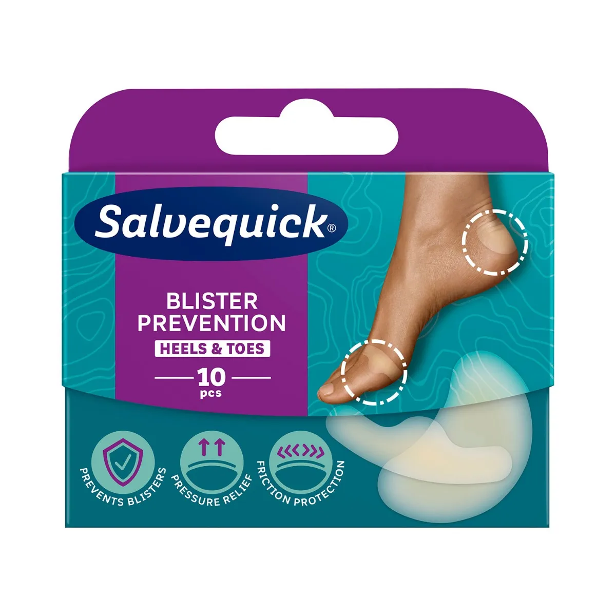 Salvequick Foot Care, plastry na pęcherze i otarcia do stóp Mix, 10 sztuk