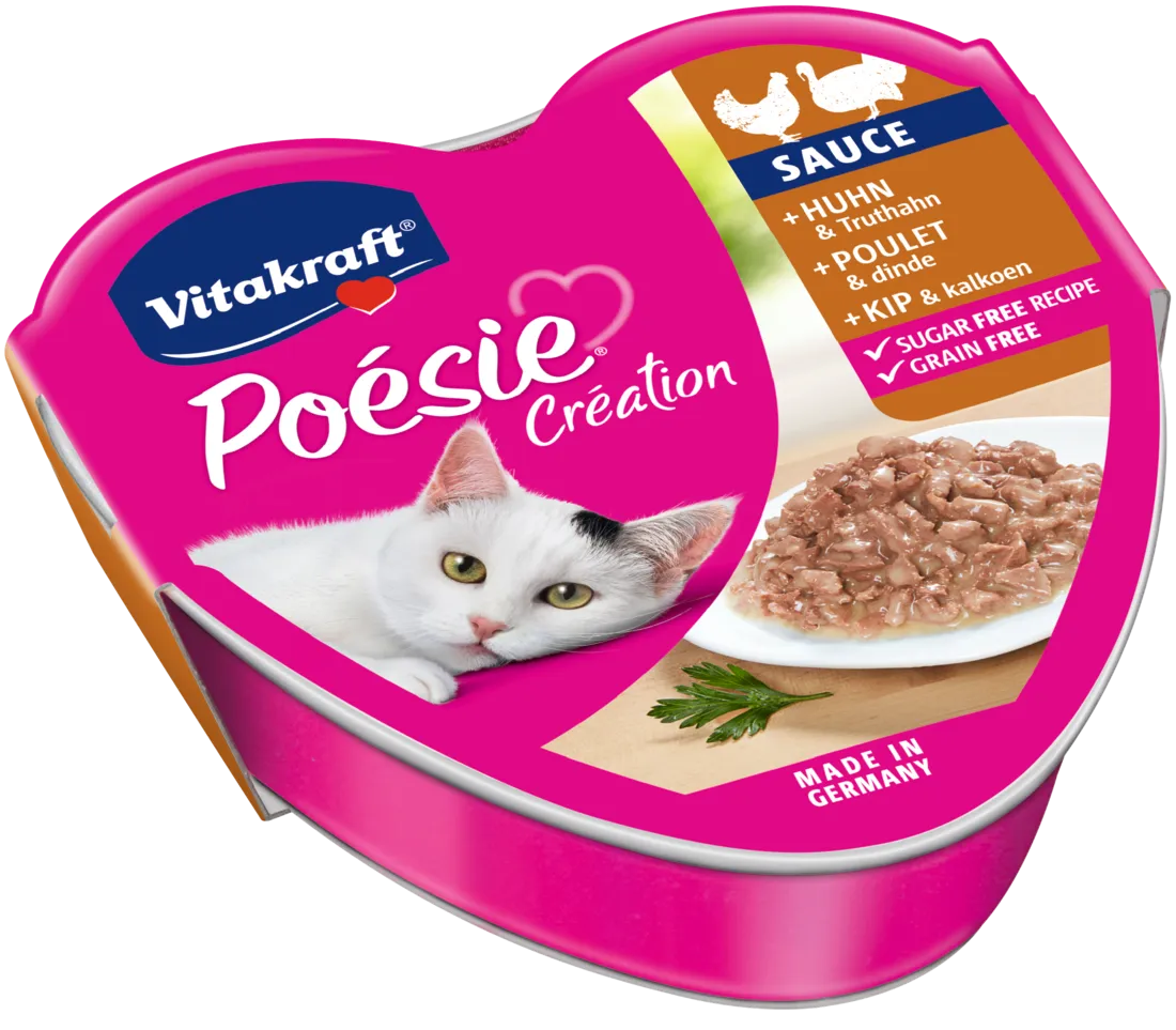 Vitakraft Poésie Création karma z kurczakiem i indykiem w sosie dla kota, 85 g