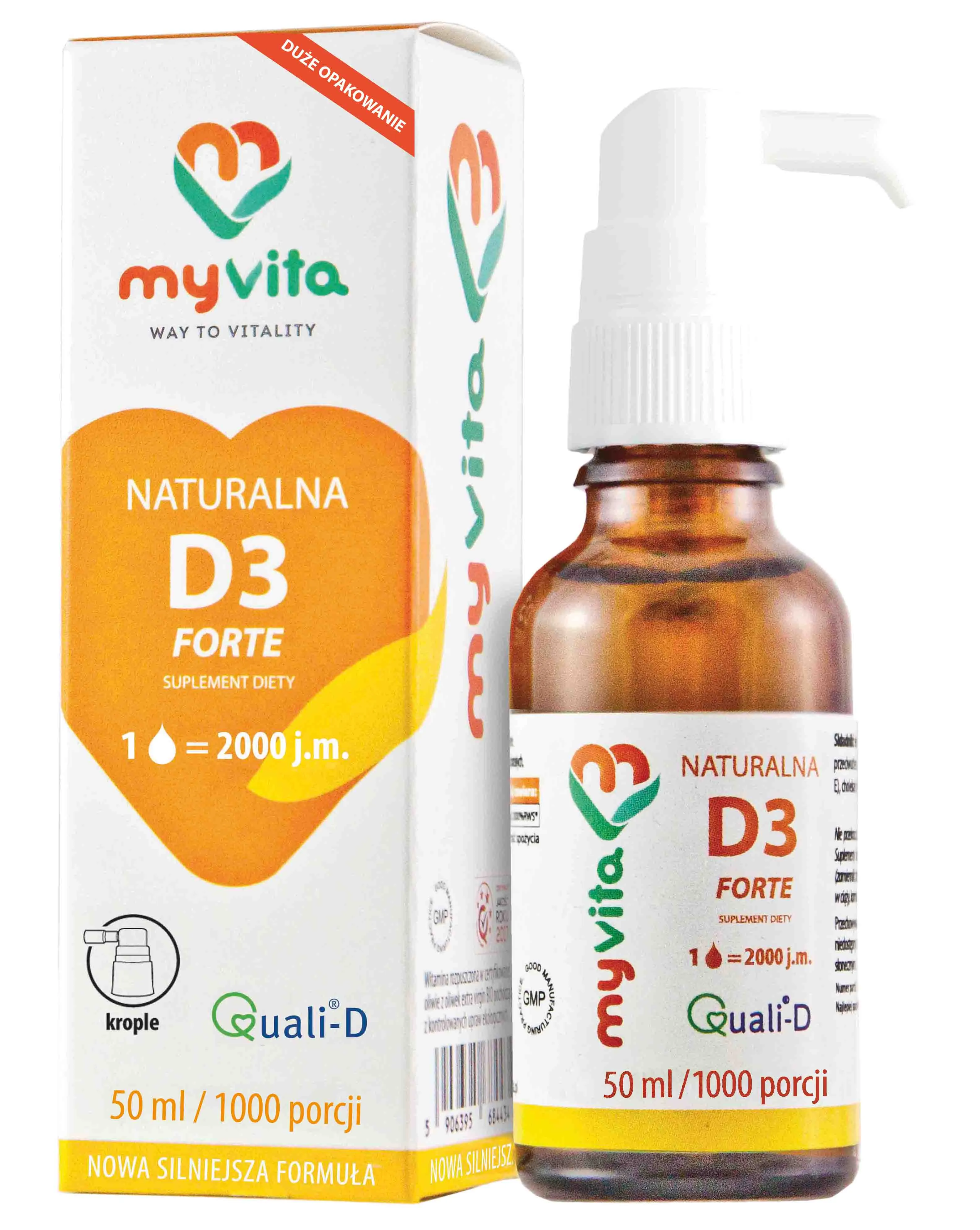 Myvita witamina d3 z lanoliny, suplement diety, krople, 2000 iu, 50 ml
