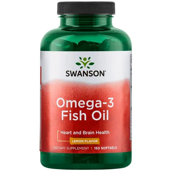 Swanson Omega-3 Fish Oil, suplement diety, smak cytrynowy, 150 miękkich kapsułek