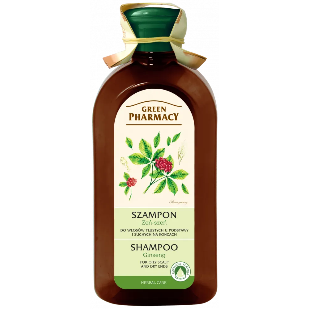 Green Pharmacy,  szampon do włosów tłustych u podstawy i suchych na końcach, żeń-szeń, 350 ml