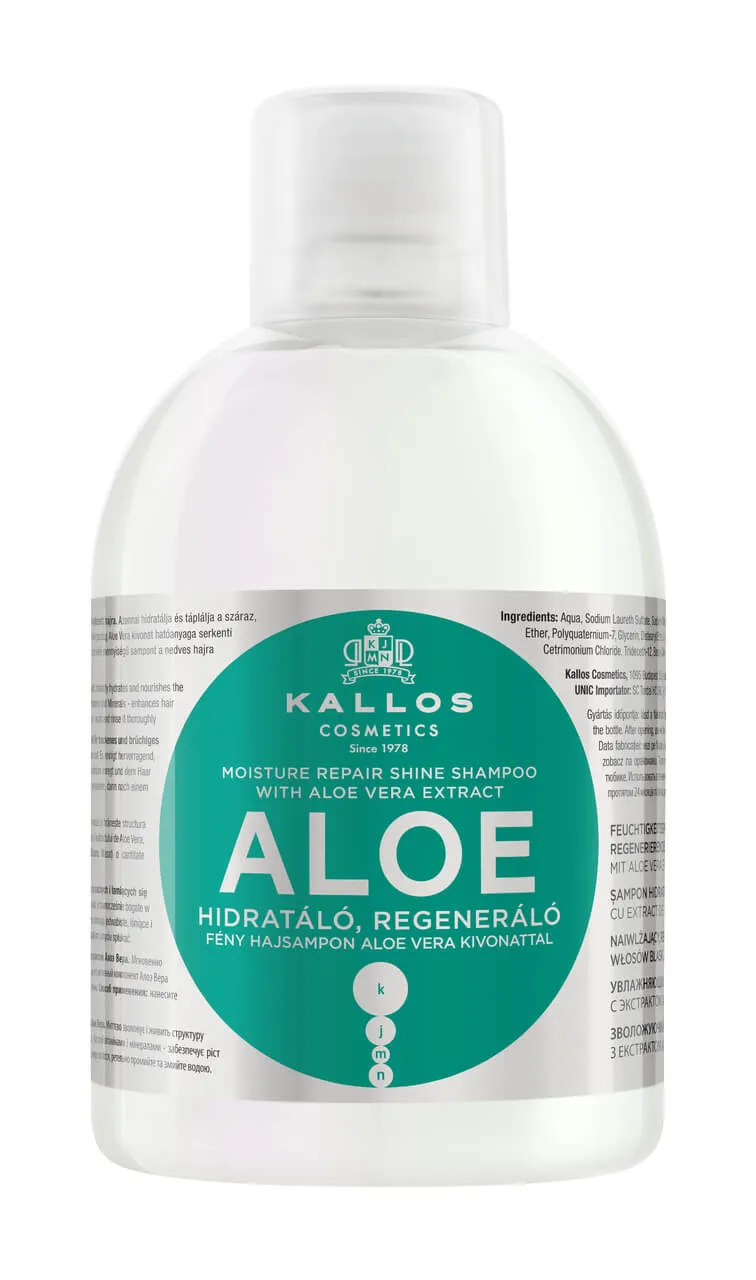 Kallos, nawilżająco regenerujący szampon do włosów z ekstraktem z aloesu, Aloe, 1000 ml