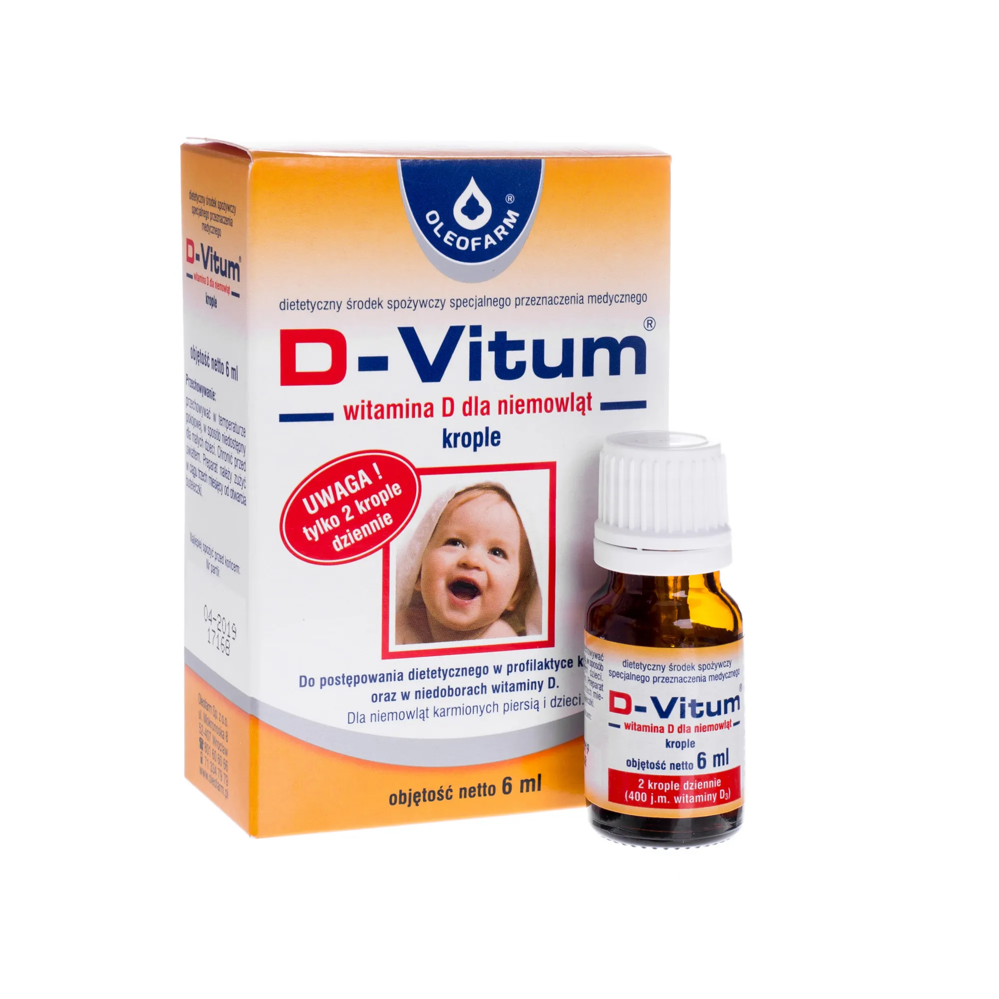 D-Vitum, witamina D dla niemowląt, krople, 6 ml