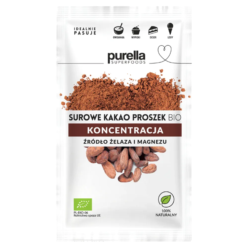 Purella Superfoods surowe kakao proszek BIO Koncentracja, 40 g
