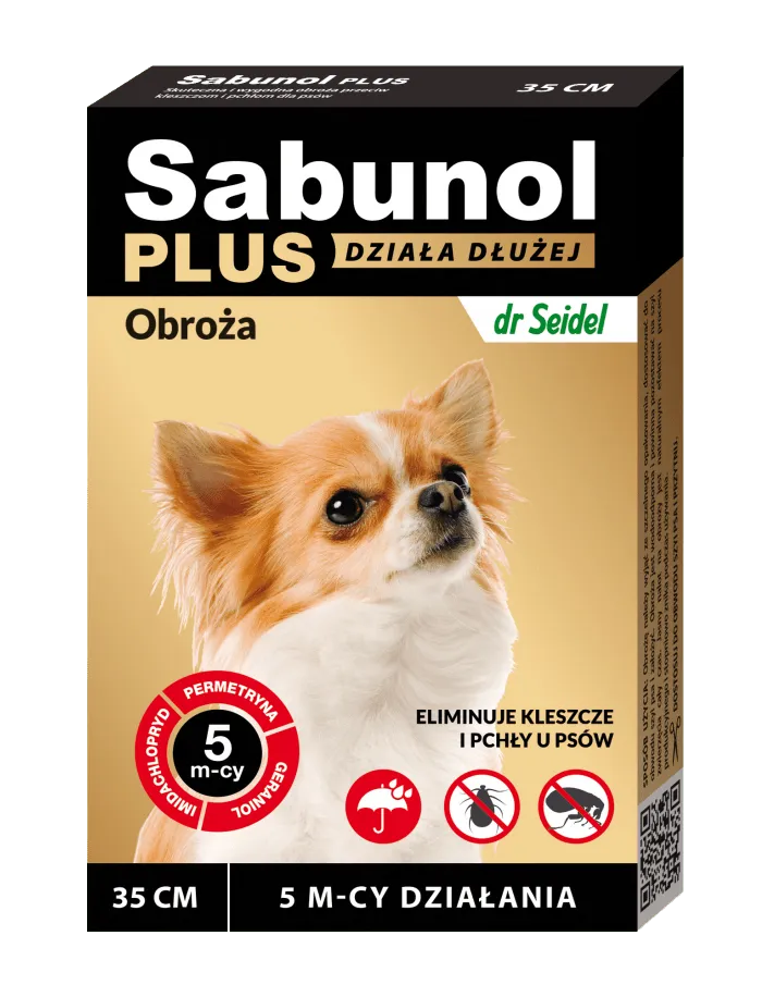 dr Seidel Sabunol Plus obroża przeciw pchłom i kleszczom dla psa, 35 cm, 1 szt.
