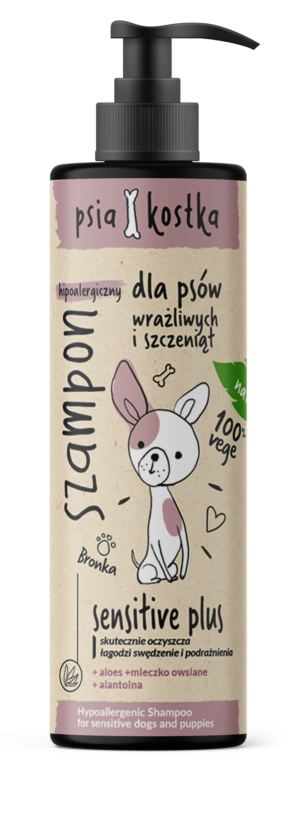 Psia Kostka hipoalergiczny szampon dla psów wrażliwych i szczeniąt, 400 ml