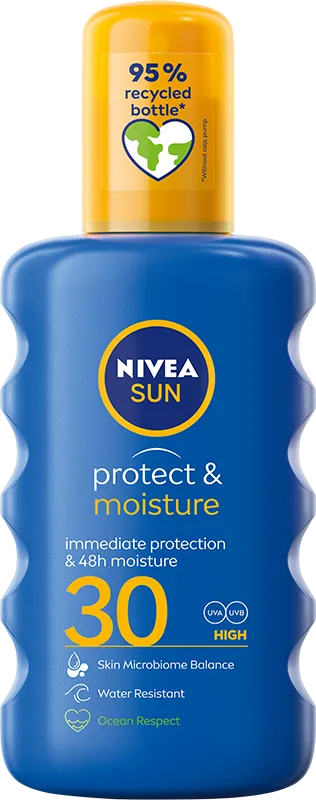 Nivea Sun Protect&Moisture nawilżający balsam do opalania w sprayu SPF 30, 200 ml