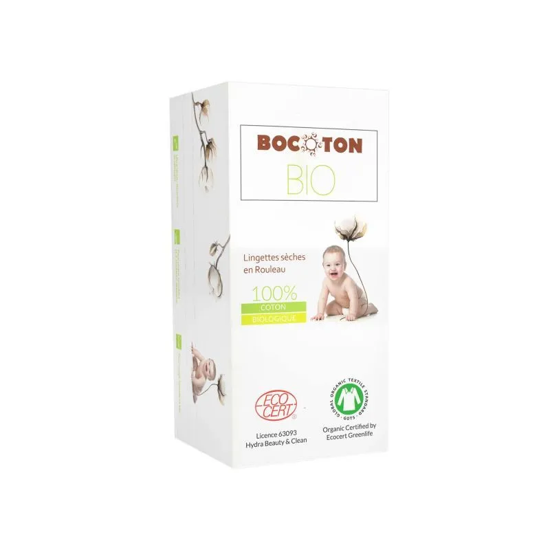 Bocoton ręczniczki bawełniane suche dla dzieci i niemowląt z certyfikatem ECOCERT GOTS, 50 szt.