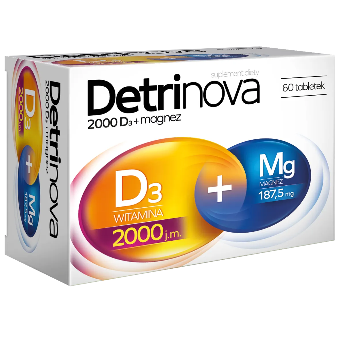 Detrinova 2000 D3 + magnez, suplement diety, 60 tabletek