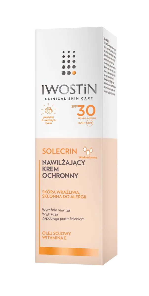 Iwostin Solecrin , Lekki krem ochronny, dla skóry wrażliwej i skłonnej do alergii, SPF 30, 50 ml 