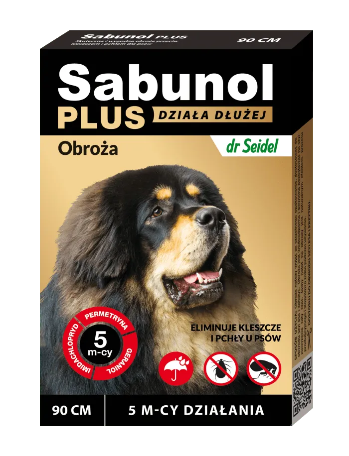 dr Seidel Sabunol Plus obroża przeciw pchłom i kleszczom dla psa, 90 cm, 1 szt.