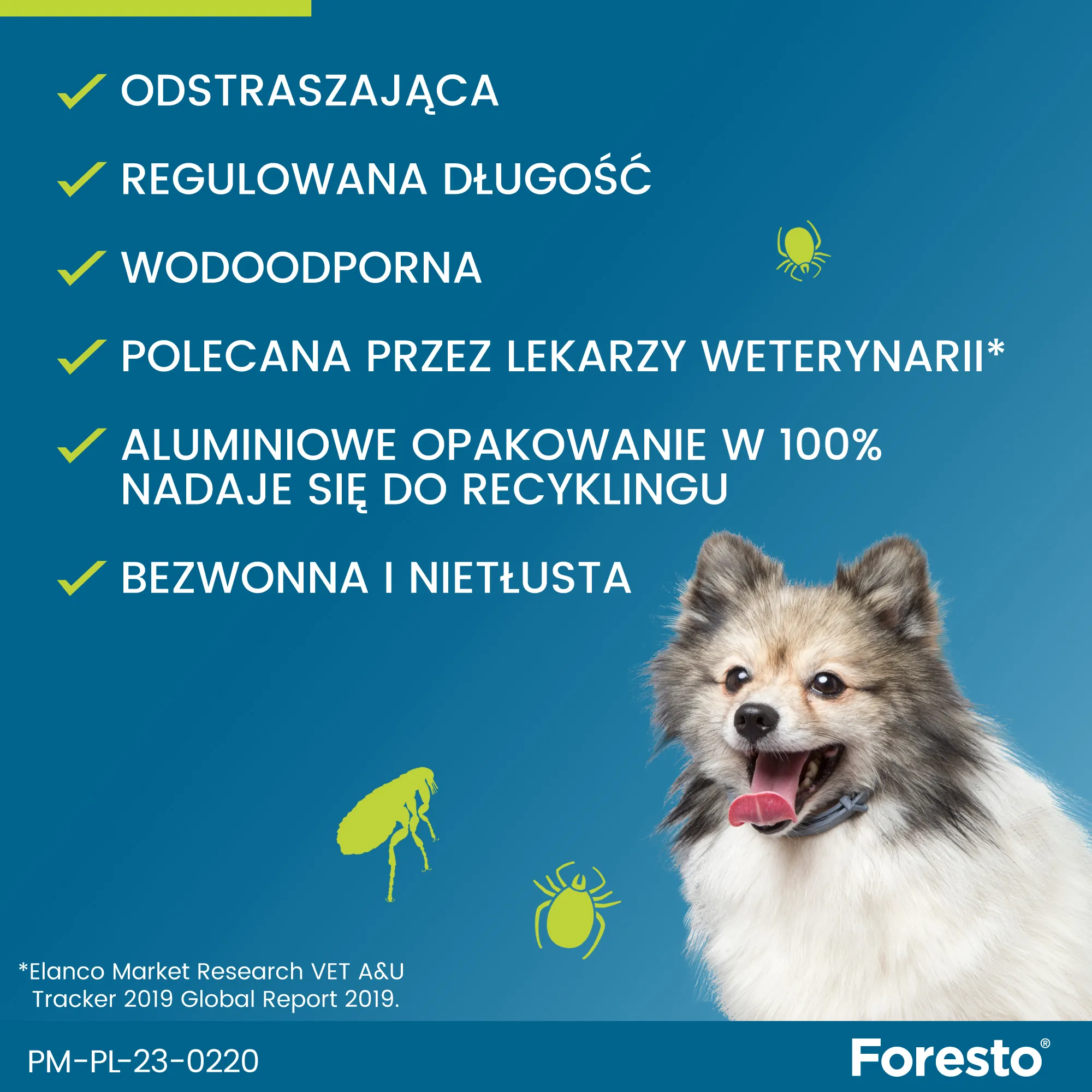 Foresto, 1,25 g + 0,56 g, obroża dla kotów i psów ≤ 8 kg, 1 sztuka 