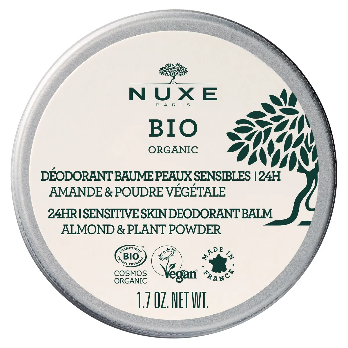 Nuxe Bio, dezodorant w kremie 24h, skóra wrażliwa, 50 g