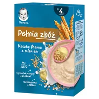 Gerber Pełnia Zbóż kaszka manna z mlekiem dla niemowląt po 4 miesiącu, 200g