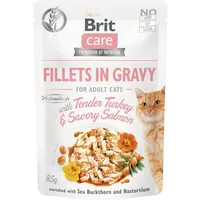 Brit Care Cat Adult Salmon and Turkey Fillets Gravy Mokra karma z filecikami łososia i indyka dla kota, 85 g