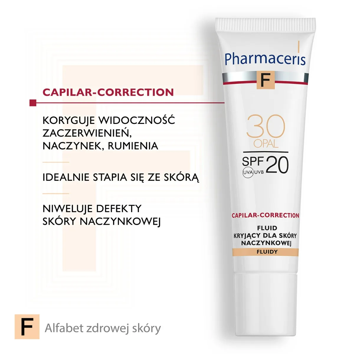 Pharmaceris F Capilar-Correction, fluid kryjący do skóry naczynkowej 30 Opal SPF 20, 30 ml 