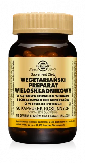Solgar Wegetariański Preparat Wieloskładnikowy, suplement diety, 90 kapsułek