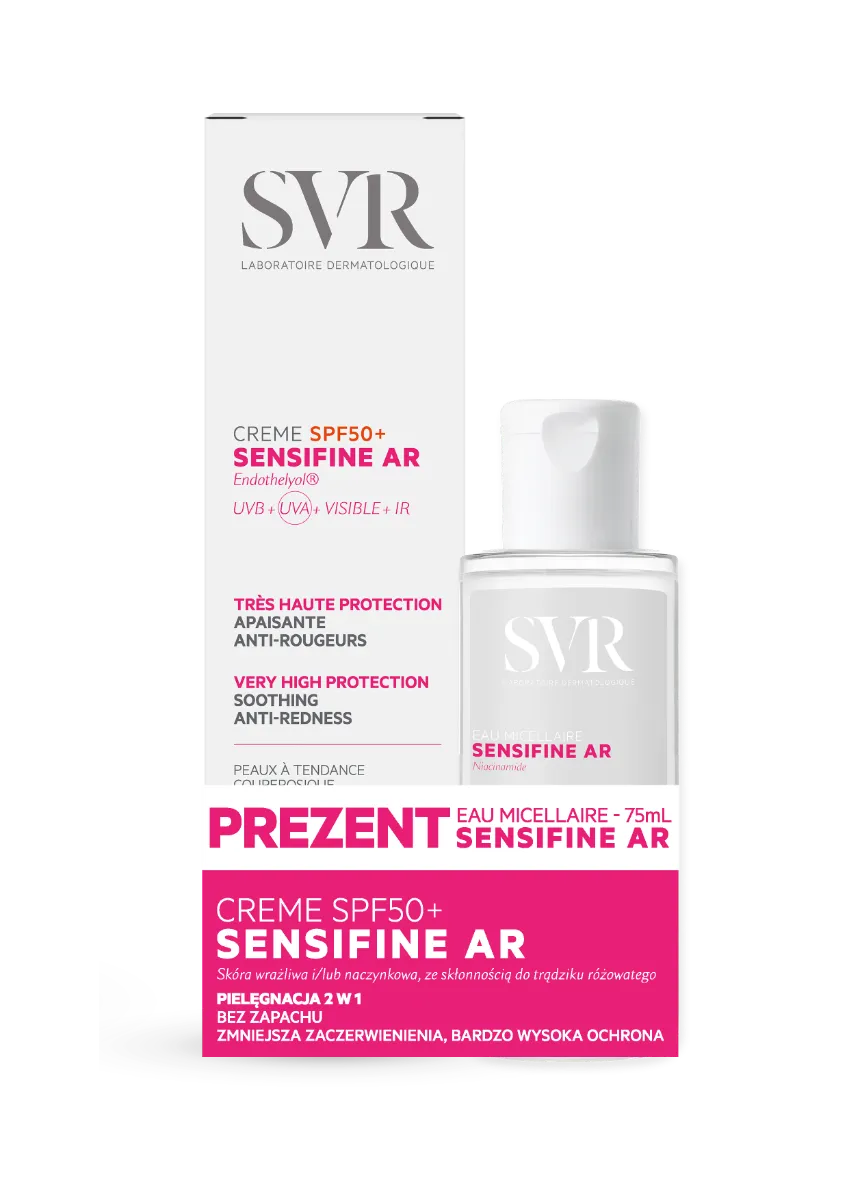 SVR Sensifine AR krem ochronny SPF50, 40 ml + woda micelarna, 40 ml