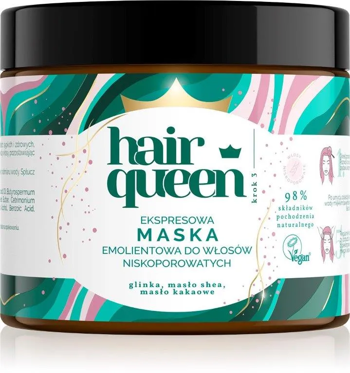 Hair Queen ekspresowa maska emolientowa do włosów niskoporowatych, 400 ml