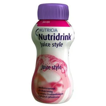 Nutridrink Juice Style, preparat odżywczy o smaku truskawkowym, 4 x 200 ml
