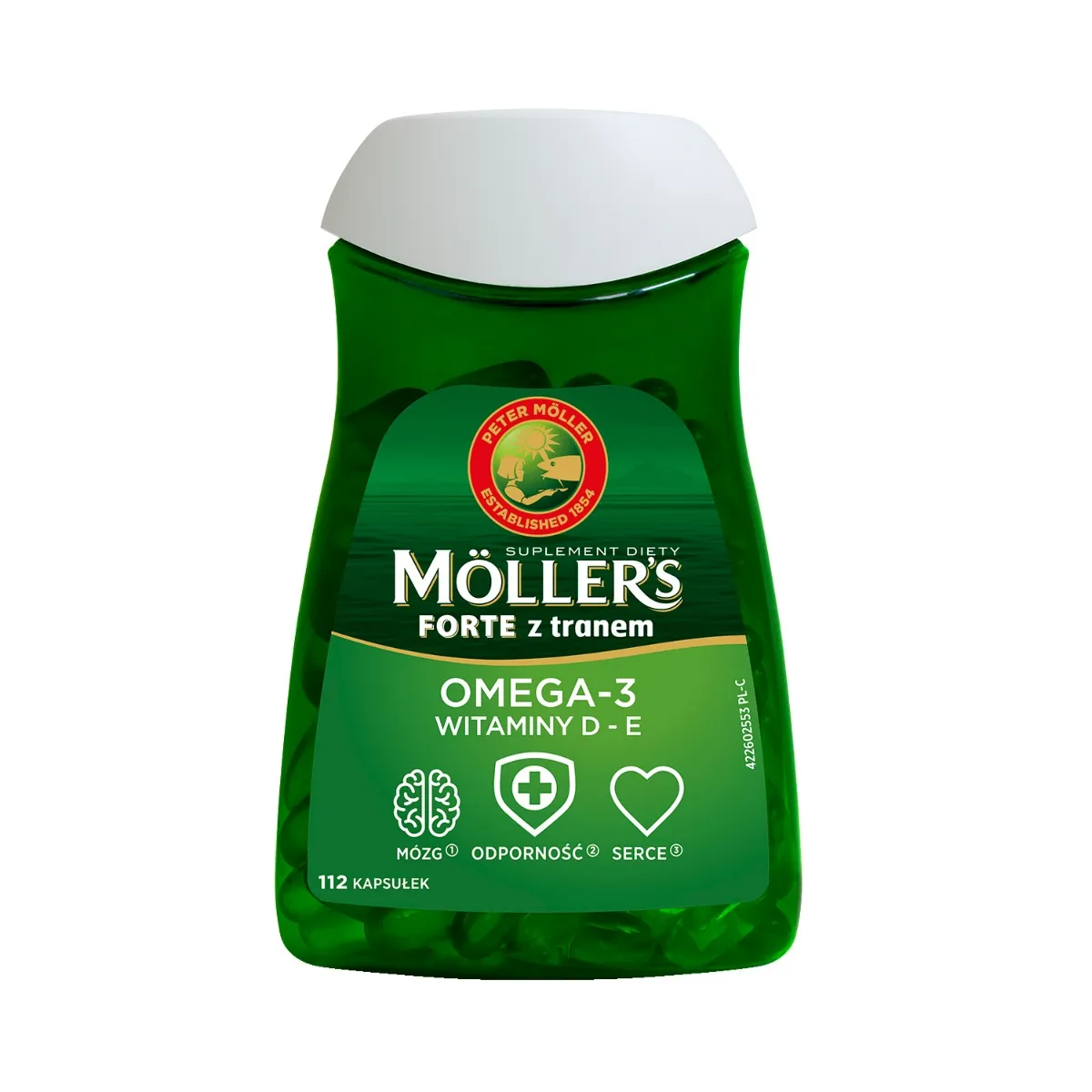 Mollers Forte z tranem, Omega-3, suplement diety, 112 kapsułek