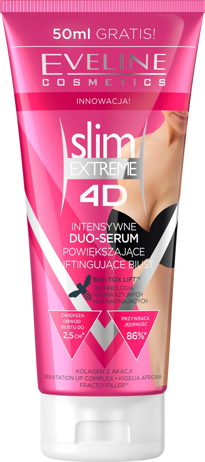 Eveline Cosmetics Slim Extreme 4D, intensywne serum powiększające i poprawiające strukturę biustu, 200 ml