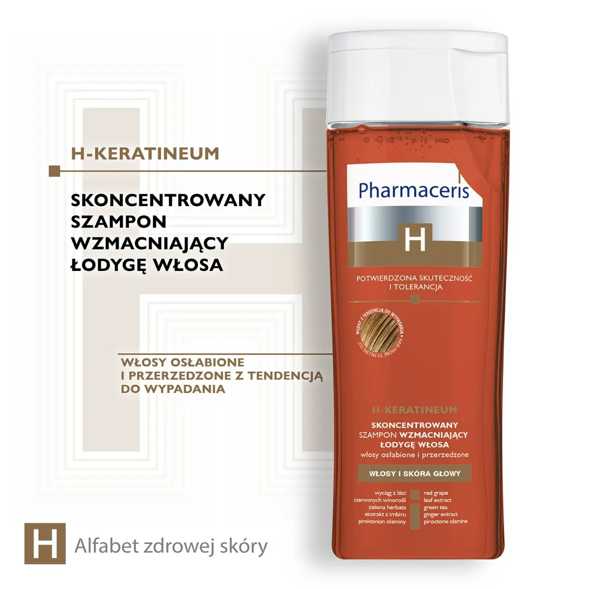 Pharmaceris H Keratineum, skoncentrowany szampon wzmacniający łodygę włosa, 250 ml 