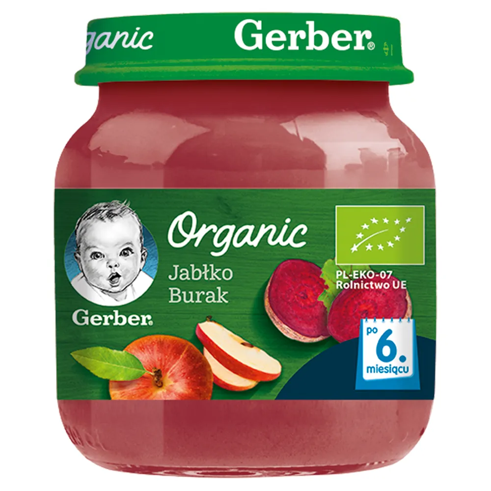 Gerber Organic deser jabłko i burak dla niemowląt powyżej 6 miesiąca, 125 g