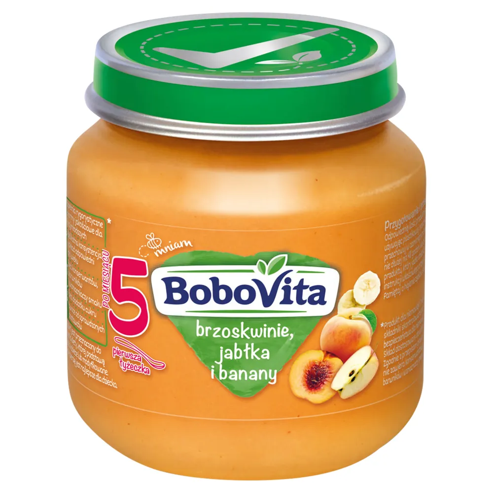 BoboVita deserek dla dzieci o smaku brzoskwiń, jabłek i bananów, 125 g