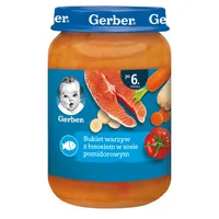 Gerber obiadek dla dzieci bukiet warzyw z łososiem w sosie pomidorowym, 190 g