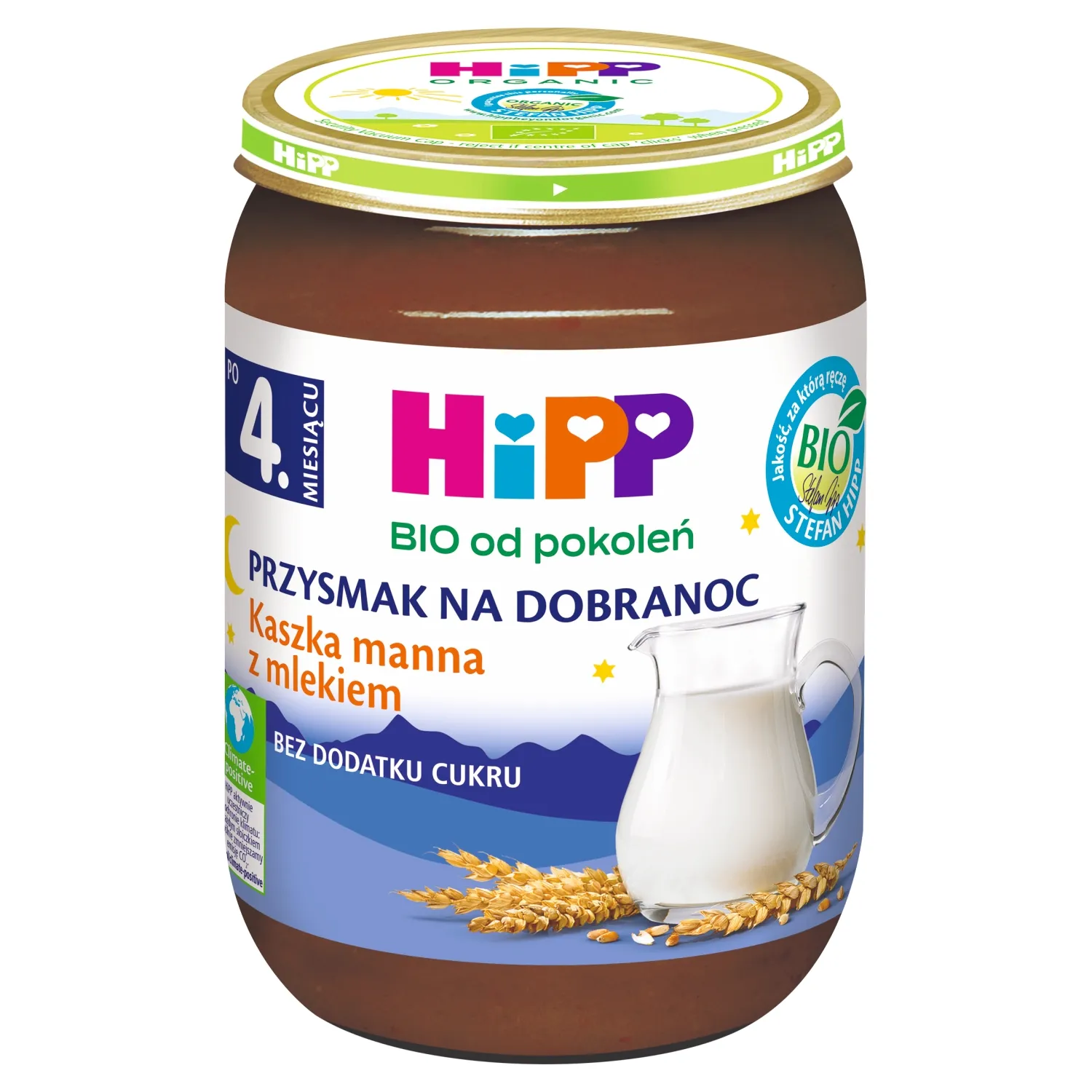 HiPP BIO od pokoleń Kaszka manna z mlekiem po 4. miesiącu, 190 g