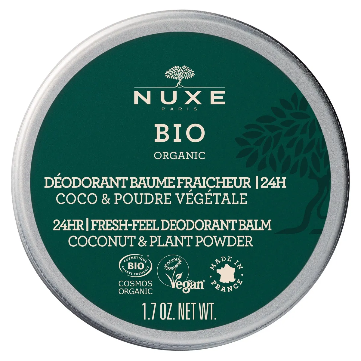 Nuxe Bio, odświeżający dezodorant w kremie 24h, 50 g