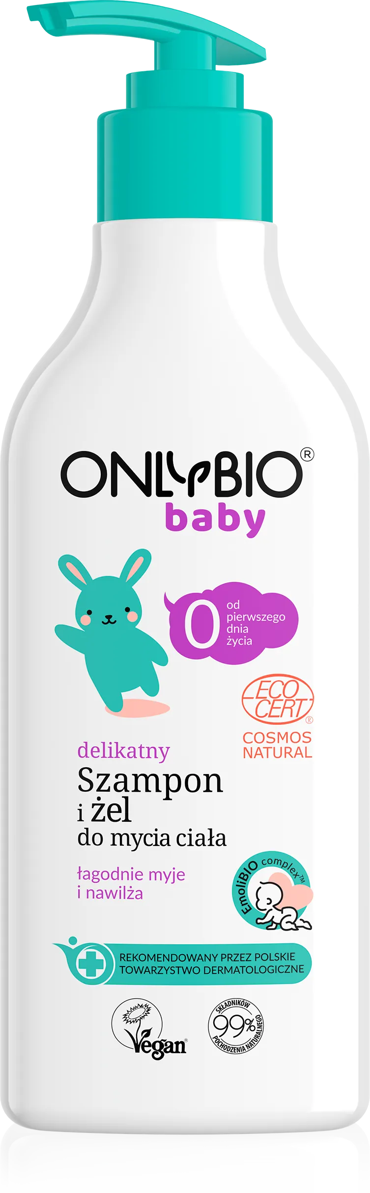 OnlyBio Baby delikatny szampon i żel do mycia ciała od 1. dnia życia, 300 ml