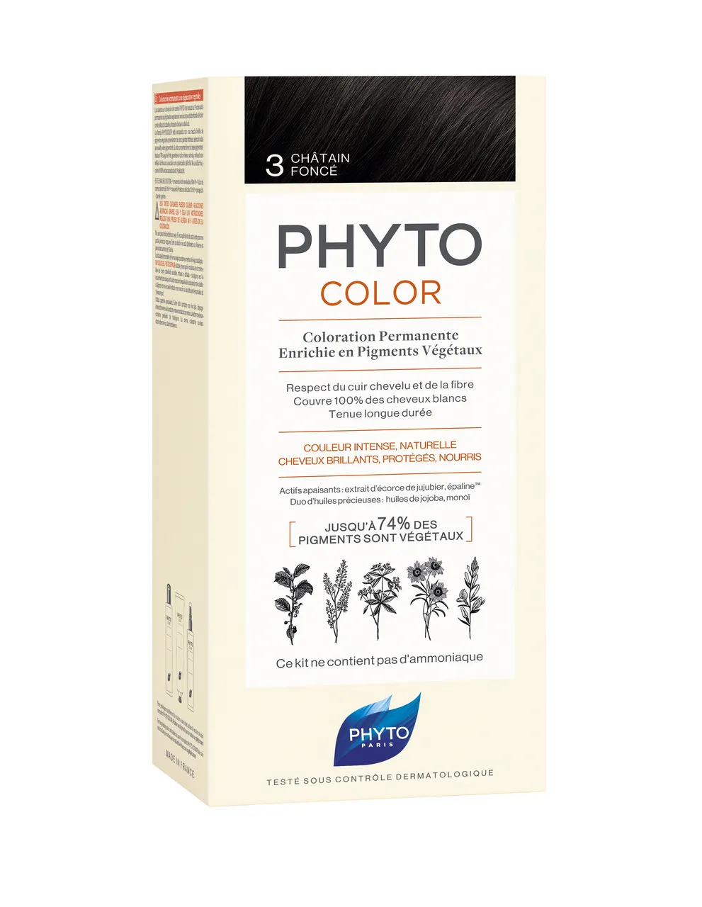 Phyto Color, farba do włosów, 3 ciemny kasztan,  1 opakowanie