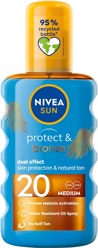 Nivea Sun Protect & Bronze olejek do opalania w sprayu, SPF 20, 200 ml
