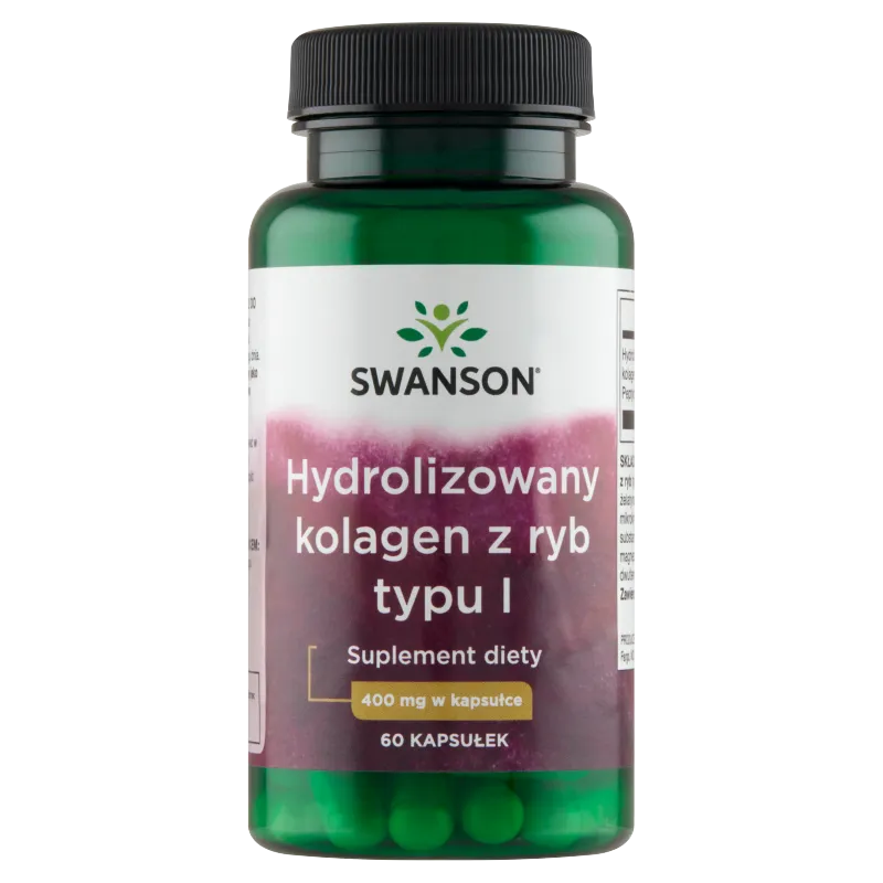 Swanson, Hydrolzowany kolagen z ryb (typu I), 400 mg, suplement diety, 60 kapsułek