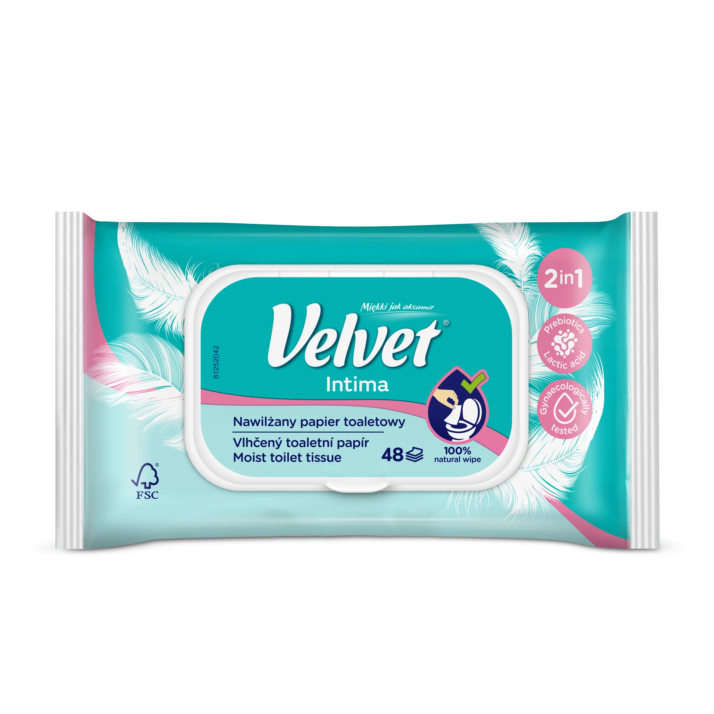 Velvet Intima nawilżany papier toaletowy dla kobiet, 1 szt.