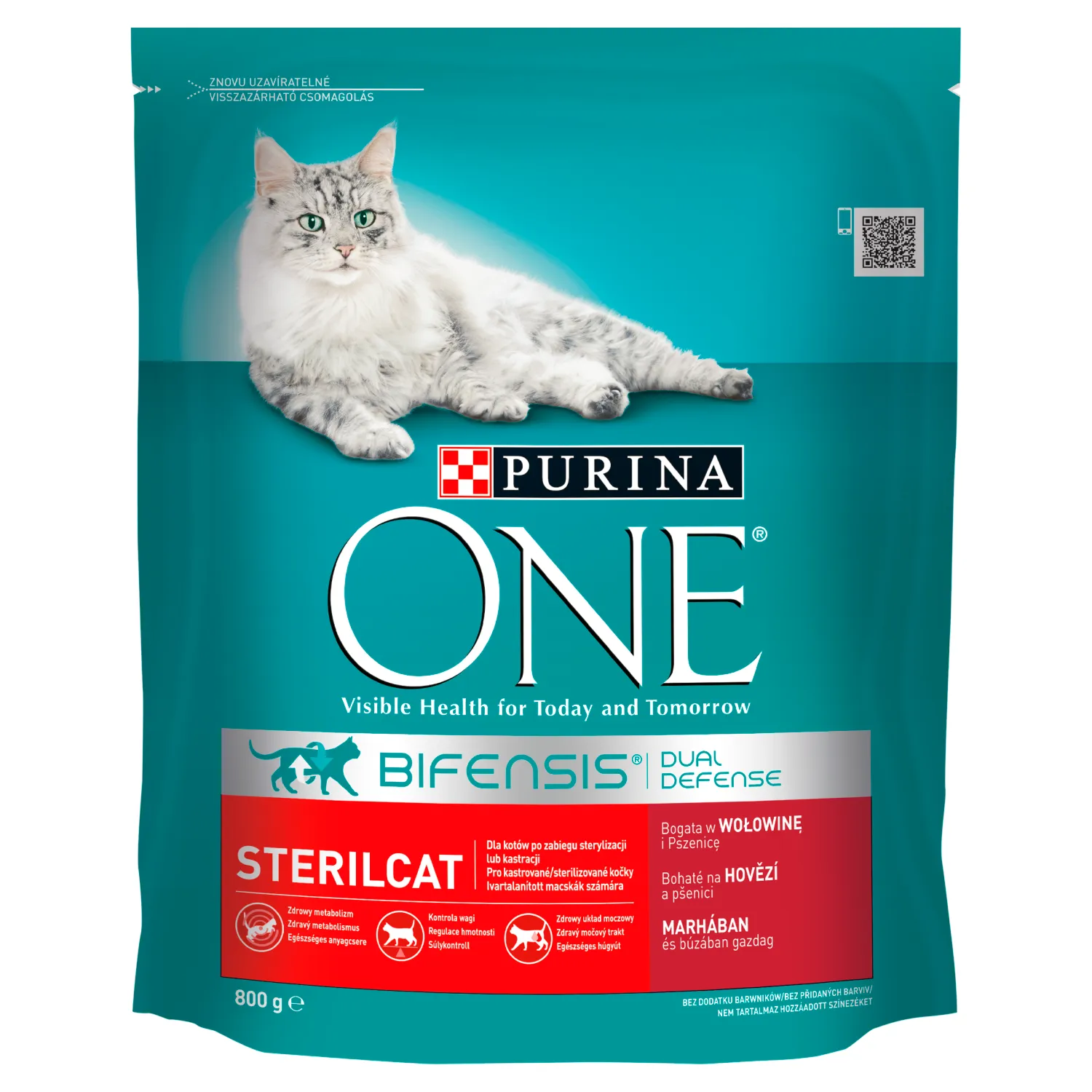 Purina ONE Sterilcat Pełnoporcjowa karma dla dorosłych kotów bogata w wołowinę i pszenicę, 800 g