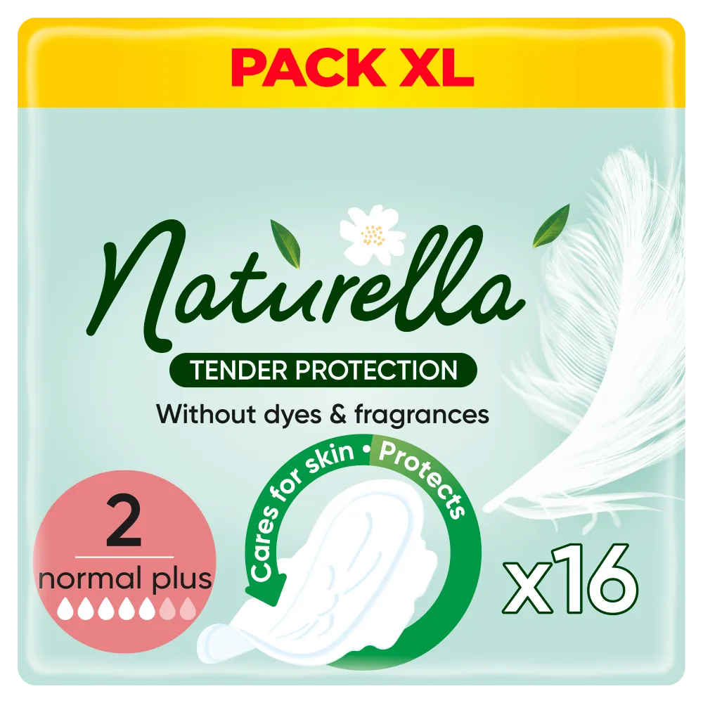 Naturella Tender Protection Normal Plus podpaski bez barwników i substancji zapachowych, 16 szt. 