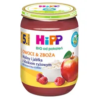 HiPP BIO od pokoleń Maliny i jabłka z kleikiem ryżowym po 5. miesiącu, 190 g