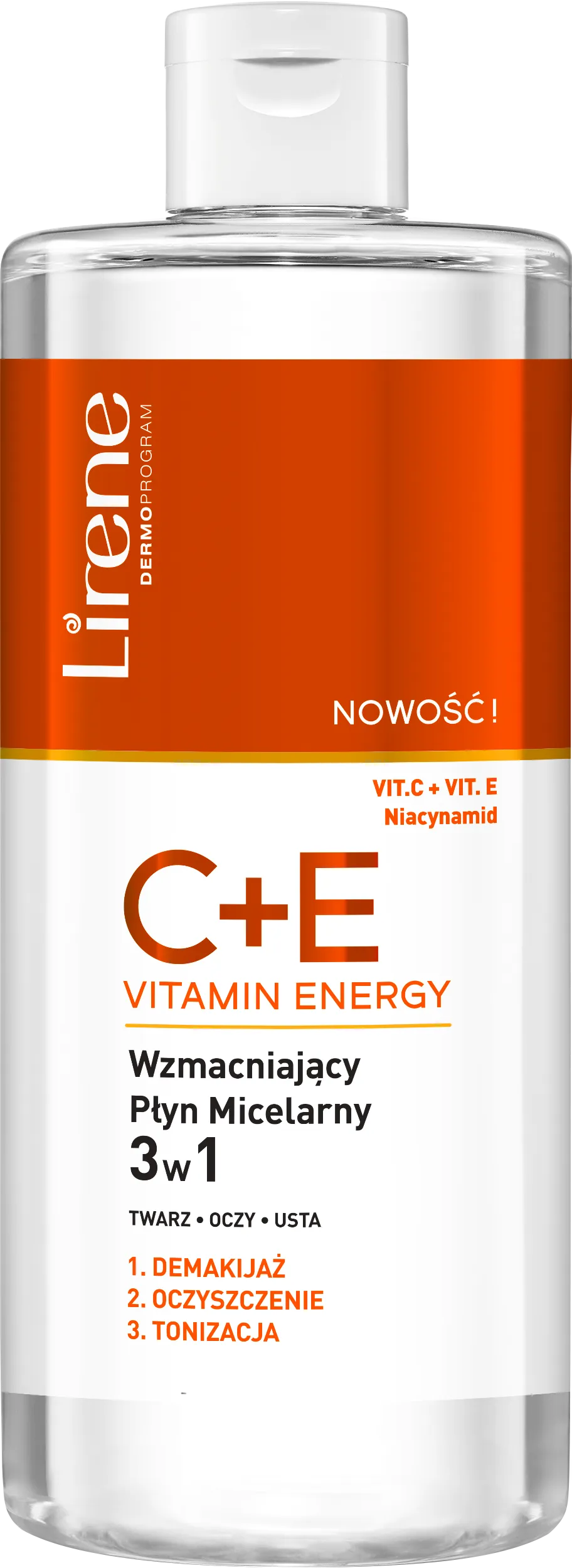 Lirene C+E VITAMIN ENERGY wzmacniający płyn micelarny 3 w 1, 400 ml