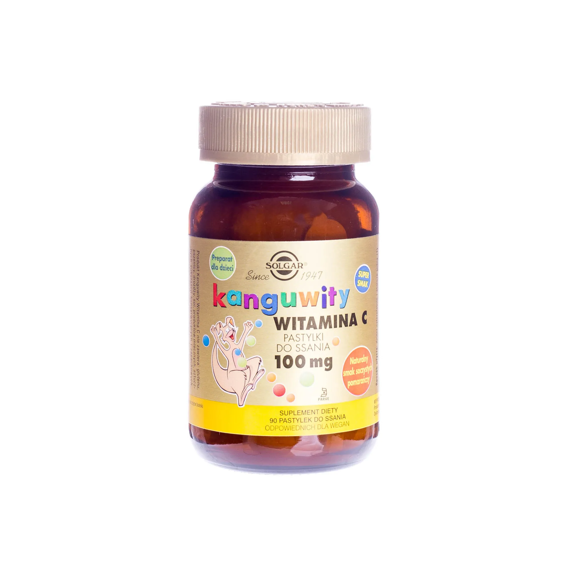 Solgar kanguwity witamina C 100 mg, suplement diety, 90 pastylek do ssania