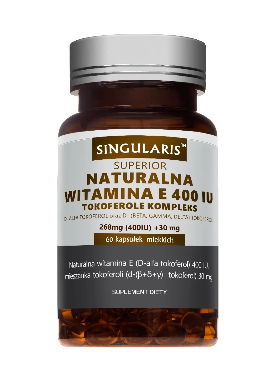 Singularis Superior Naturalna Witamina E 400 UI Tokoferole Kompleks, suplement diety, 60 kapsułek