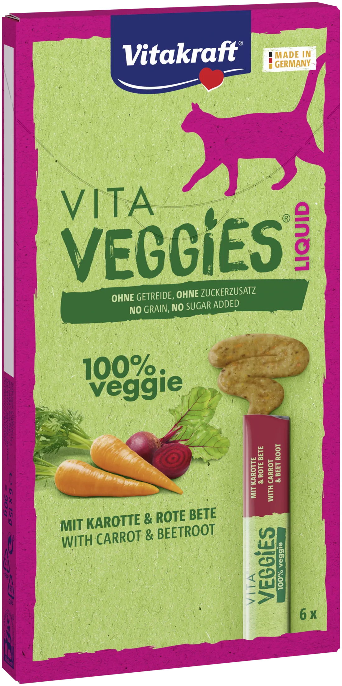Vitakraft Vita Veggies Liquid mus z marchewki i buraka dla kota, 6x15 g. Data ważności 30.04.2024