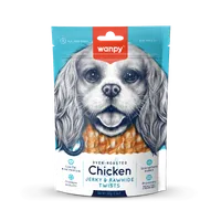 Wanpy Chicken Jerky & Rawhide Twists przysmak dla psa pałeczki owinięte w mięso z kurczaka, 100 g
